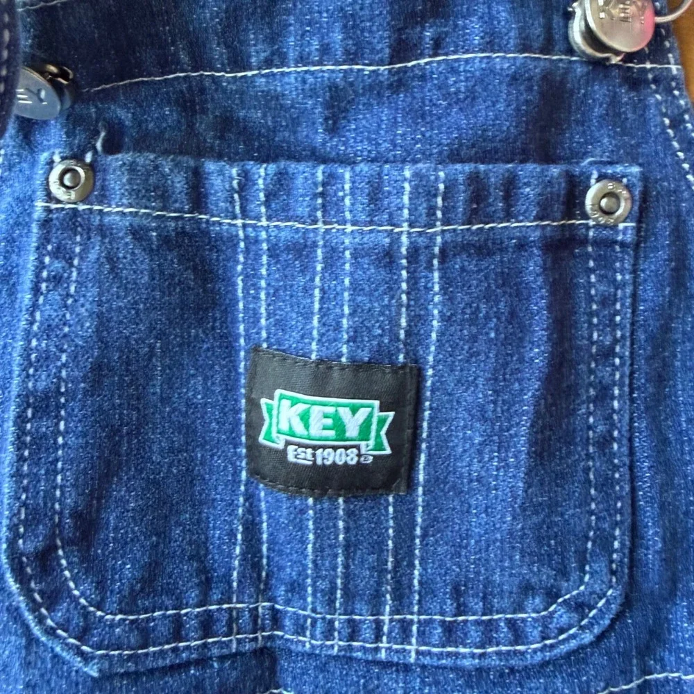 Key Industries Kids 24M Blue Denim Carpenter Bib Overalls Dark Wash 223.45
